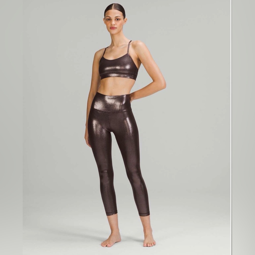 Lululemon Align High Rise Foil Leggings French Press Brown Size 8 21” Crop